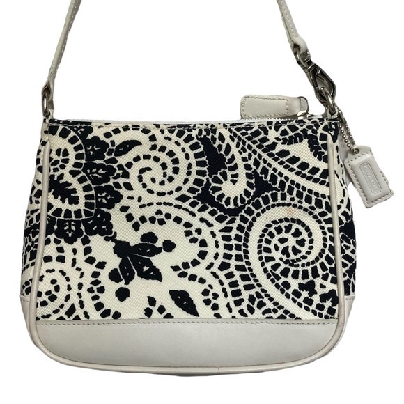 Coach vintage white leather and black paisley mini bag - Picture 1 of 16